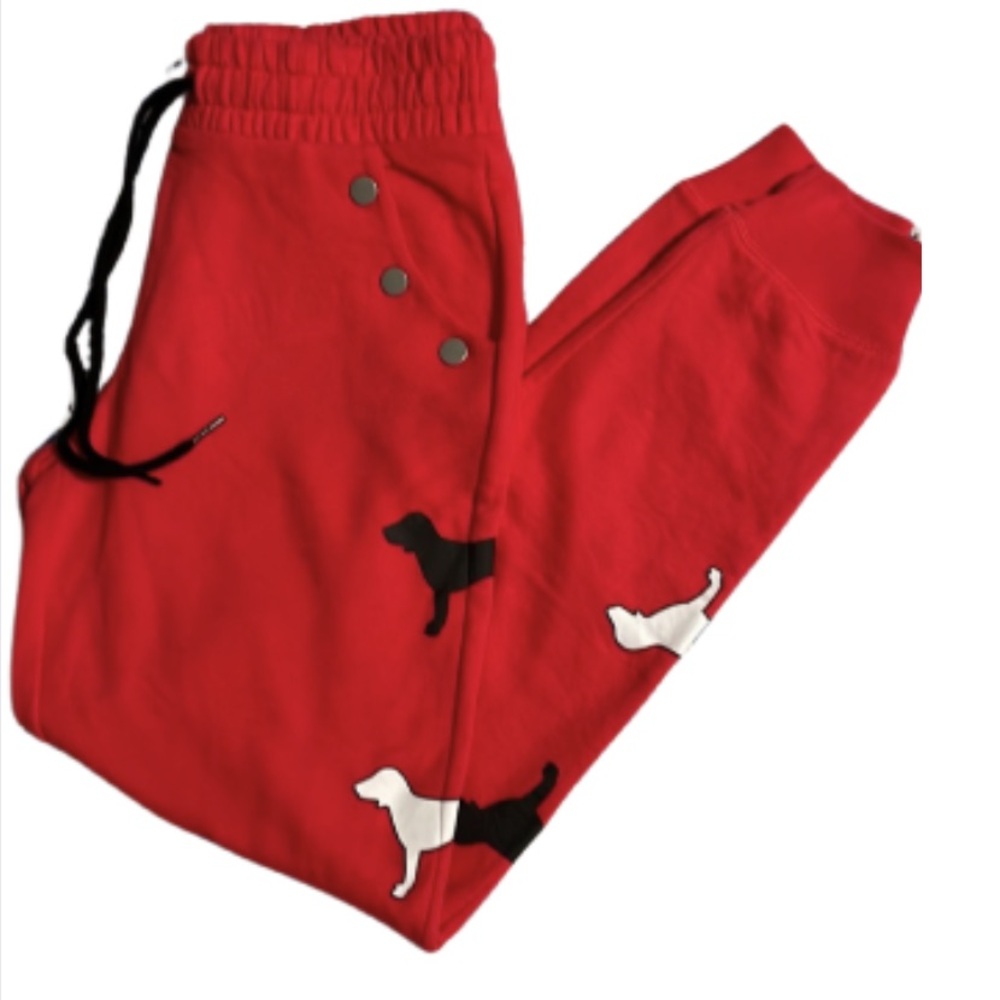 NWOT rare HTF PINK Victoria’s Secret red dog print joggers sweatpants size xs - Picture 2 of 13